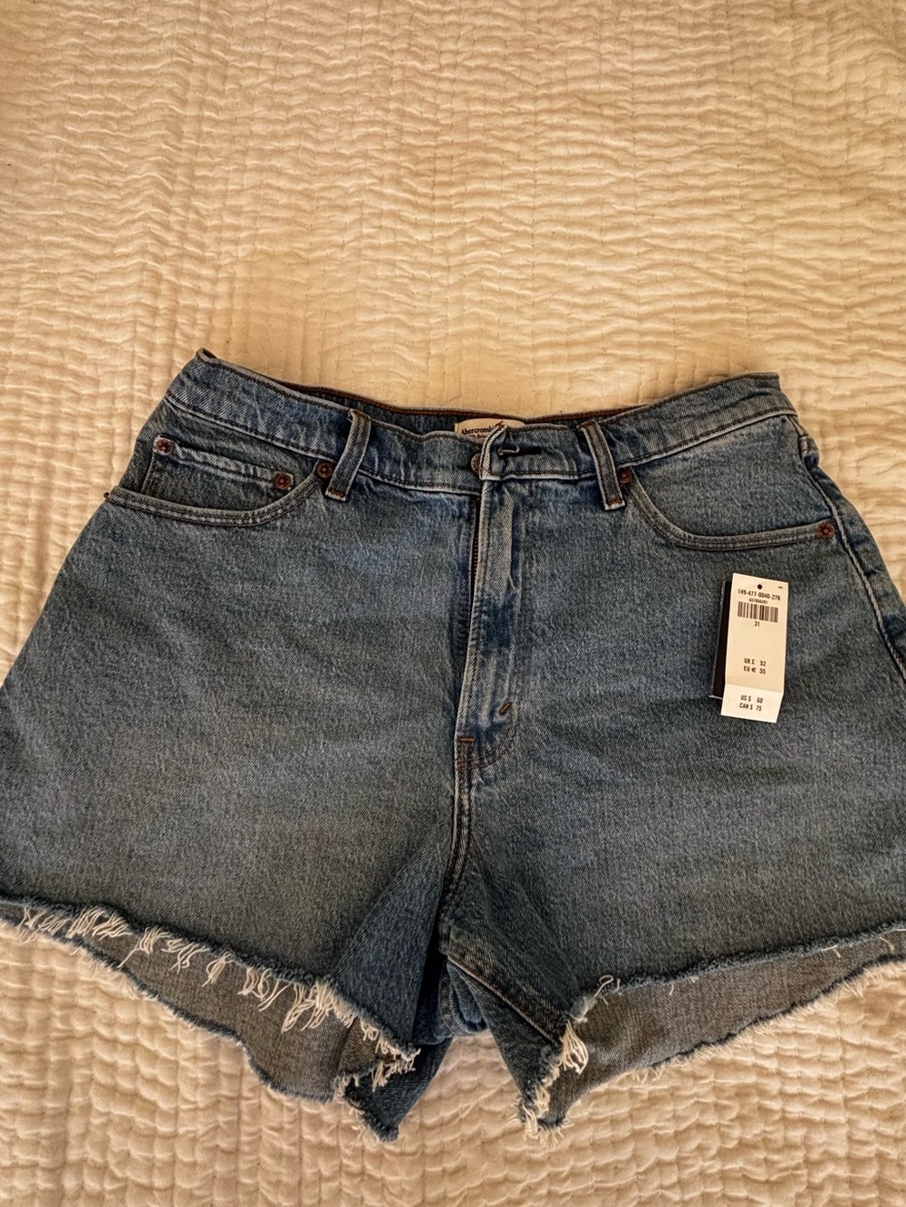 Abercrombie & Fitch Distressed Medium Blue Denim Shorts